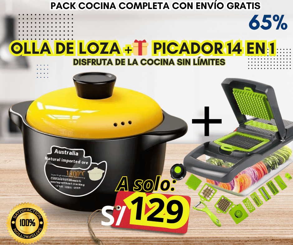 Olla de Loza +🎁 Picador 14 en 1