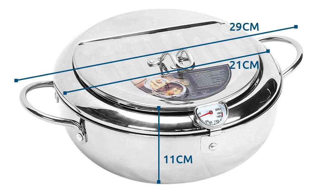 Olla Freidora Japonesa De Acero Inoxidable Con Termómetro Color Plateado 3.4 L