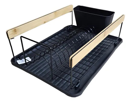Escurridor Con Charola Antigoteo Negro 39 X 13 Cm