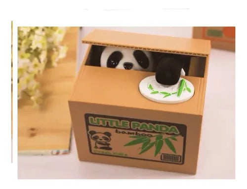 Alcancía Infantil Panda Box Roba Monedas A Pilas Movimiento