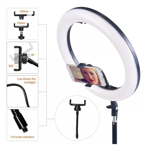 Aro De Luz Led 26 Cm Grande Luz Rgb Cálida Fría + Trípode