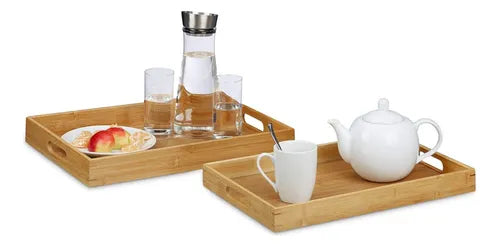 BANDEJA BAMBU CUADRADO 2 PIEZAS