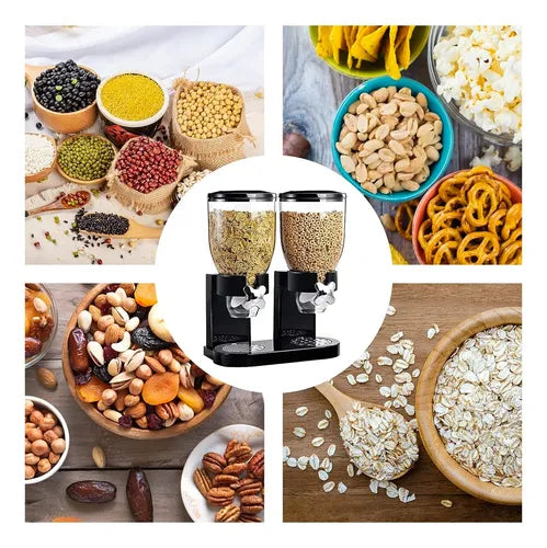 Dispensador De Cereales 2 En 1 Doble Negro Para 2kg