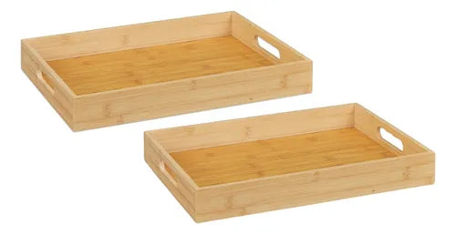 BANDEJA BAMBU CUADRADO 2 PIEZAS