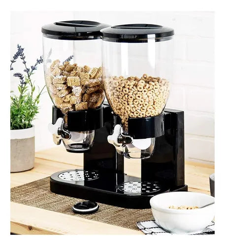 Dispensador De Cereales 2 En 1 Doble Negro Para 2kg