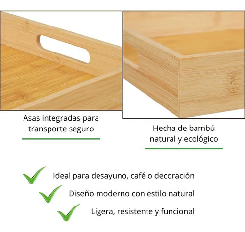 BANDEJA BAMBU CUADRADO 2 PIEZAS