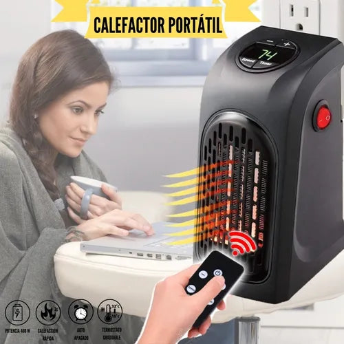 Mini Calefactor + Control Remoto + Pantalla Digital Negro
