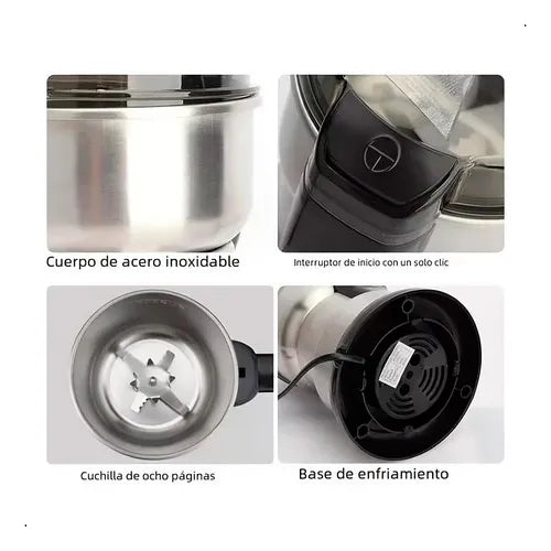 Molino Granos Y Cafe Raf Modelo R.7132 8 Aspas 300w 600ml Plateado