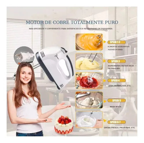 Batidora De Mano Batir Huevo De 260w Uso Domestico Color Negro y Blanco Imagen