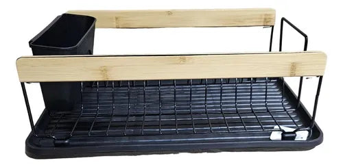 Escurridor Con Charola Antigoteo Negro 39 X 13 Cm