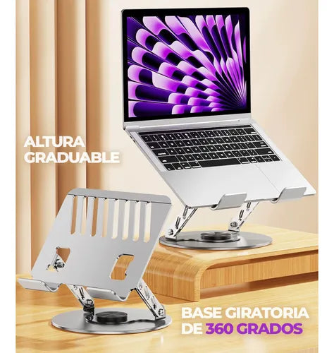 Soporte Laptop Tablet Macbook Aluminio Giratorio 360