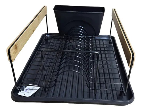 Escurridor Con Charola Antigoteo Negro 39 X 13 Cm