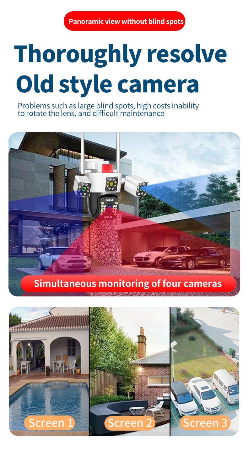 IPC360home 3/4 lente 12/16MP seguridad inalámbrica CCTV cámara exterior 10X Zoom 360 grados impermeable 3,5 pulgadas Color visión nocturna IPC