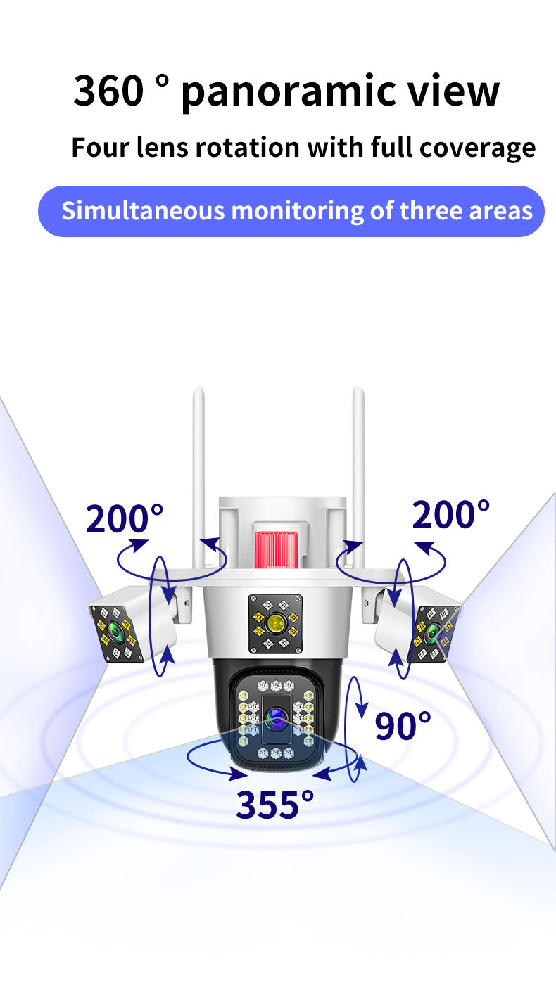IPC360home 3/4 lente 12/16MP seguridad inalámbrica CCTV cámara exterior 10X Zoom 360 grados impermeable 3,5 pulgadas Color visión nocturna IPC