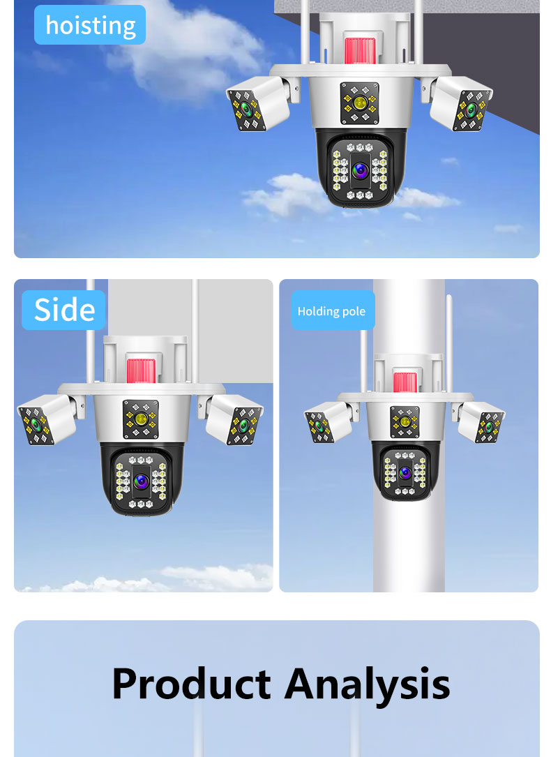 IPC360home 3/4 lente 12/16MP seguridad inalámbrica CCTV cámara exterior 10X Zoom 360 grados impermeable 3,5 pulgadas Color visión nocturna IPC