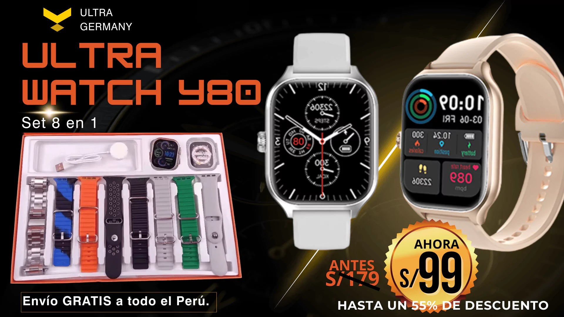 Smartwatch R25 Ultra con 7 Correas.
