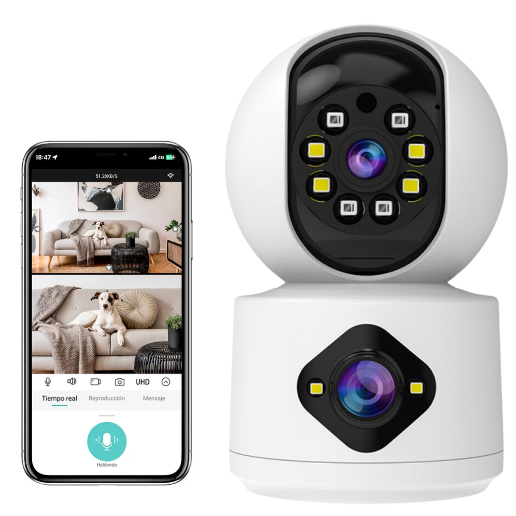 CÁMARA WIFI SEGURIDAD VIGILANCIA 360° DUAL LENTE FHD AUDIO BIDIRECCIONAL