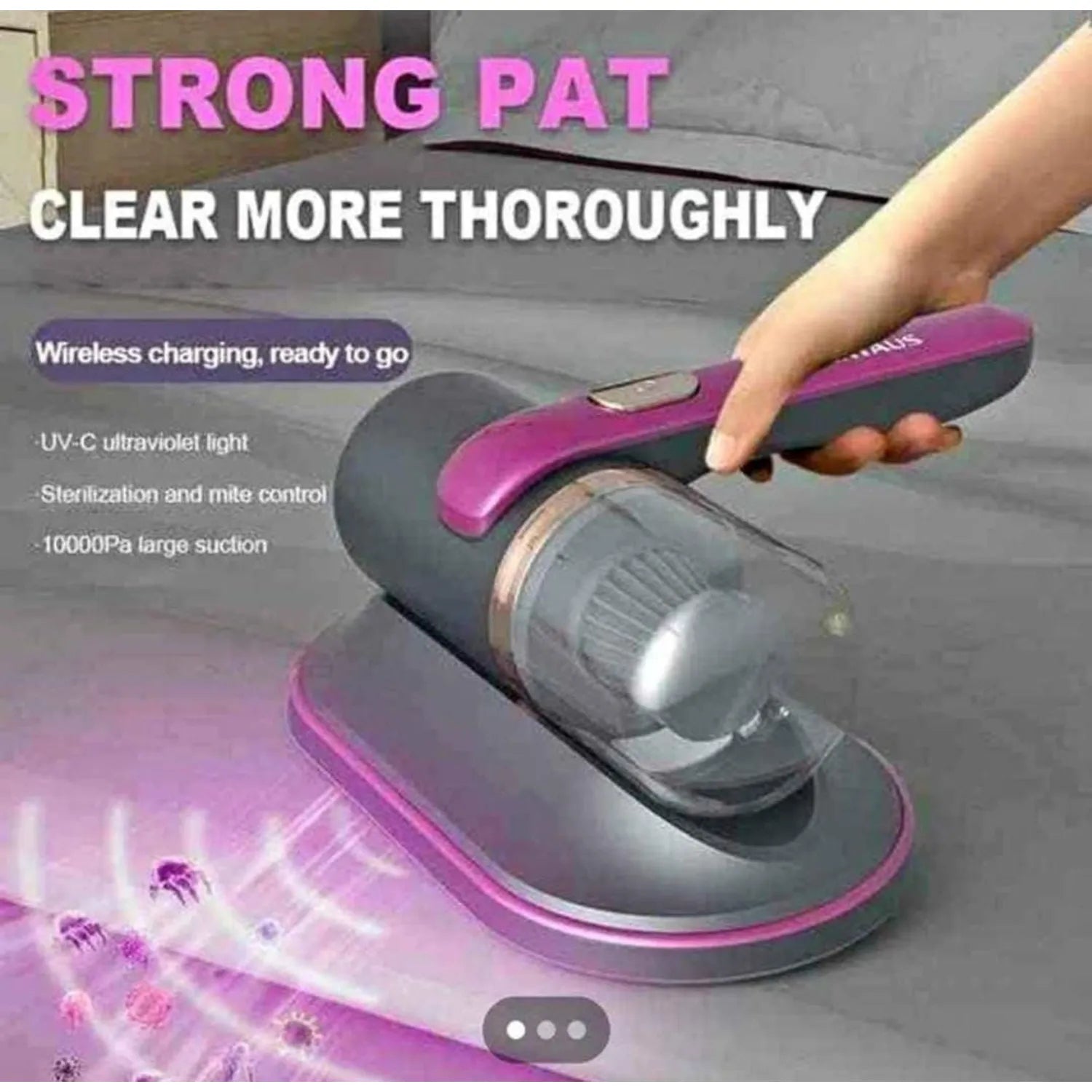 ASPIRADORA INALÁMBRICA DE MANO ANTI ÁCAROS CON LUZ UV