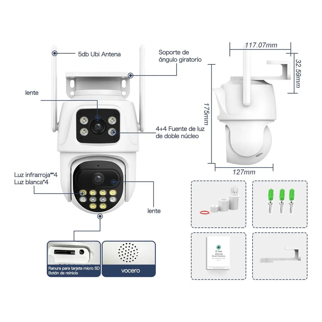 CAMARA PARA EXTERIORES CON DOBLE LENTES LATUN 6MP