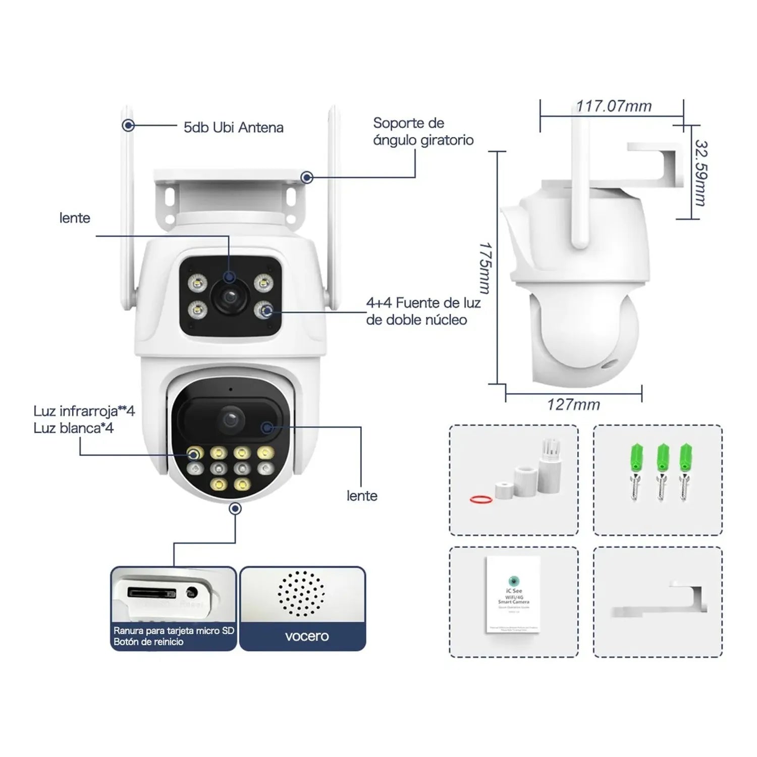 CAMARA PARA EXTERIORES CON DOBLE LENTES LATUN 6MP